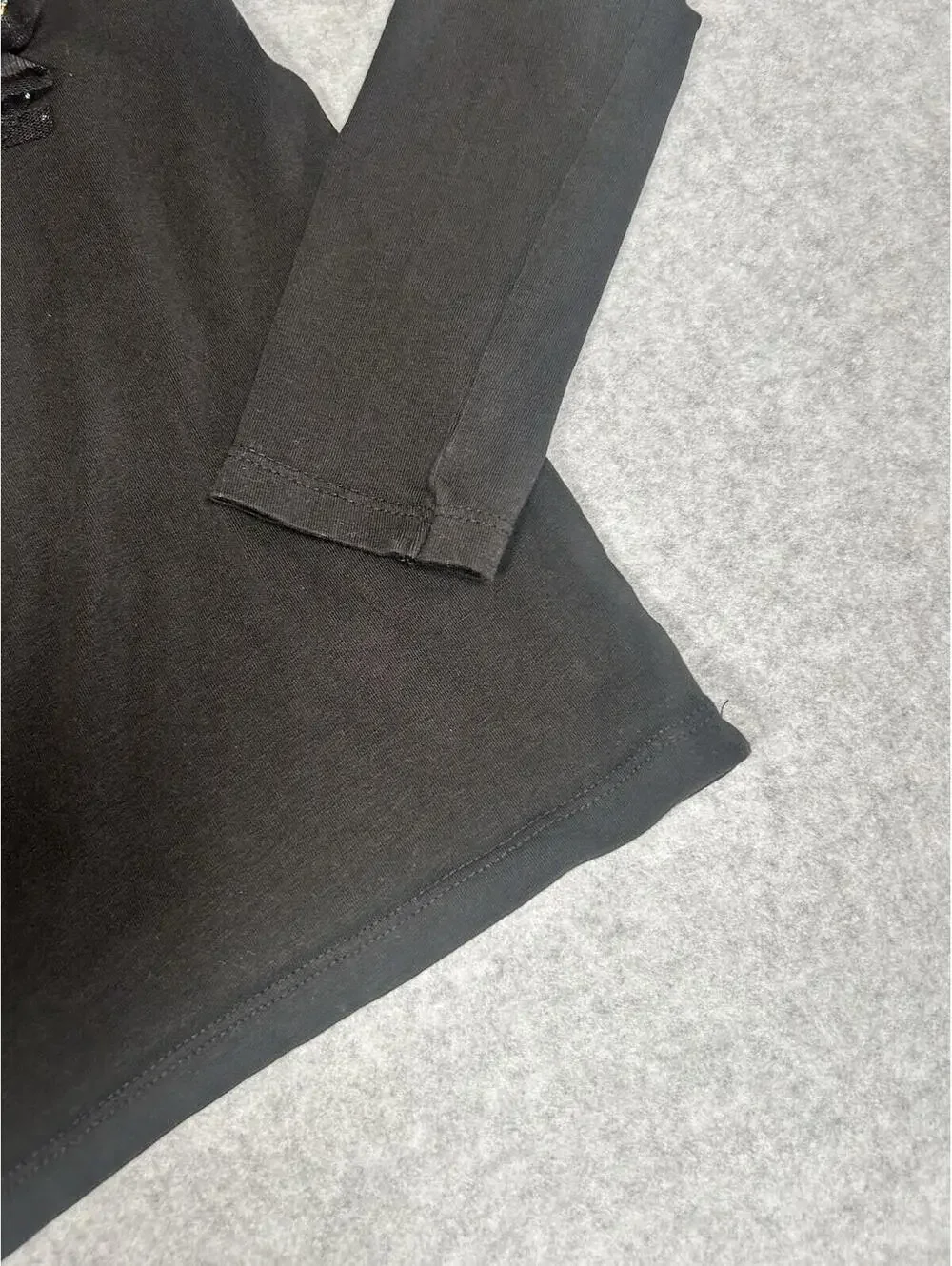 H&M Girls Black‎ Glitter Ruffle Long Sleeve Pullover Top US 8/10